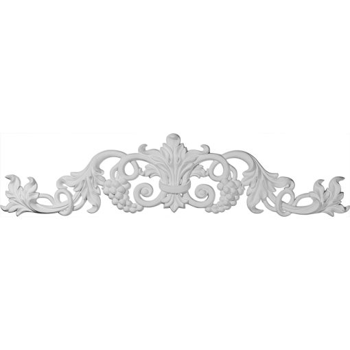 ONL39X08X02GR 39"W x 8-7/8"H x 1-3/8"P Large Grape and Leaf Center with Scrolls Onlay
