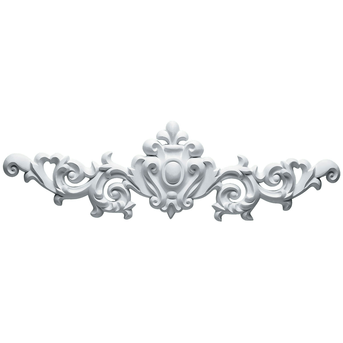 ONL22X06X01MA 22-1/2"W x 6-3/4"H x 1-1/8"P Marcella Large Leaf with Scrolls Onlay