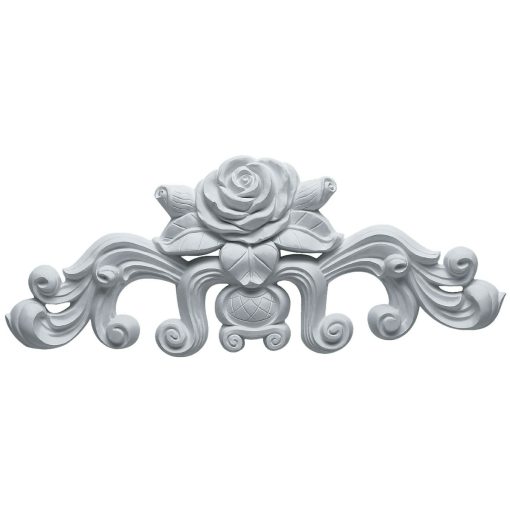 ONL13X05X01NA 13-3/4"W x 5-1/2"H x 1"P Nadia Decorative Rose Center with Scrolls Onlay