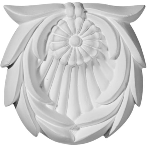 ROS03X03X01SH 3-1/8"W x 3-1/8"H x 5/8"P Shell with Leaves Rosette