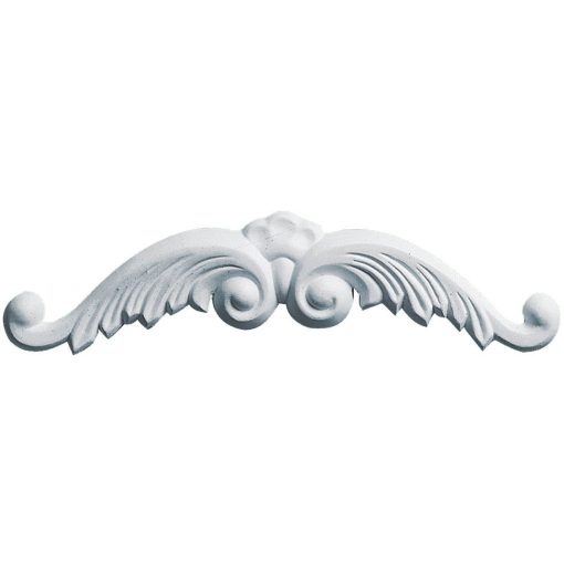 ONL09X02X01WI 9"W x 2"H x 5/8"P Wings Center with Scrolls Onlay