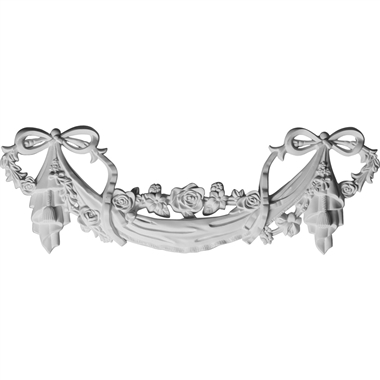 ONL19X06BF 19"W x 6-1/2"H x 1-1/8"P Bow & Flower Swag Onlay