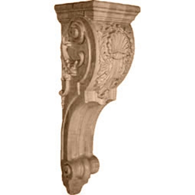 9-3/4"W x 10-1/2"D x 34"H Jumbo Shell Wood Corbel