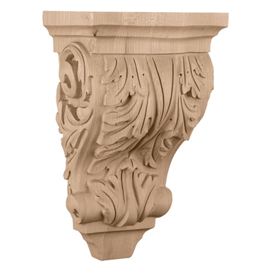 4-3/4"W x 2-1/2"D x 5"H (Neck 2-1/2") Small Square Wood Onlay Acanthus Wood Capital