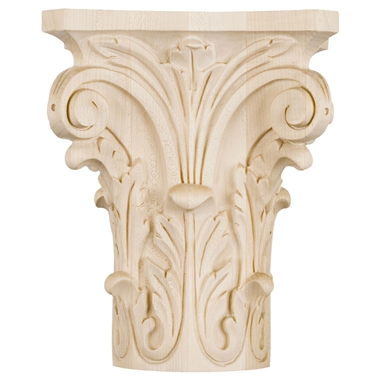 9-1/4"W x 4-1/2"D x 11"H Large Round Acanthus Wood Capital