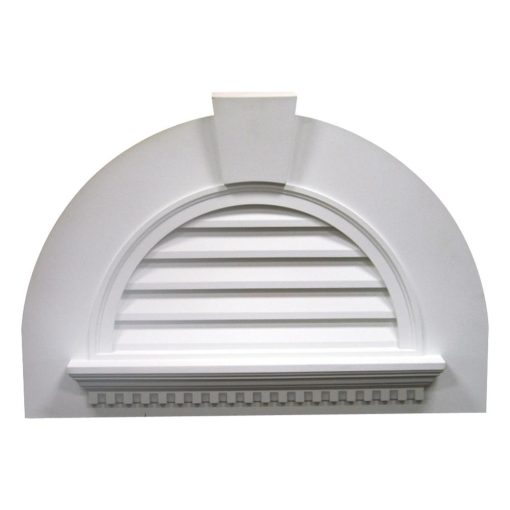 HRLV29-6FKWD HALF ROUND LOUVER, Fypon With Flat Trim, Fypon Keystone and Dentil