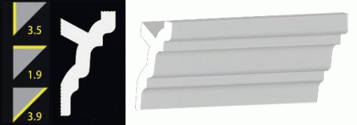 NN353 3-1/2"x96" (8FT.) No-Nail Crown Moulding 