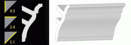 NN456 4-1/2"x96" (8FT.) No-Nail Crown Moulding 