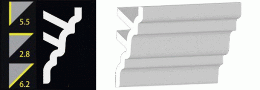 NN553 5-1/2"x96" (8FT.) No-Nail Crown Moulding 
