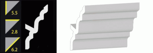 NN553V 5-1/2"x96" (8FT.) No-Nail Crown for Vaulted Ceilings 