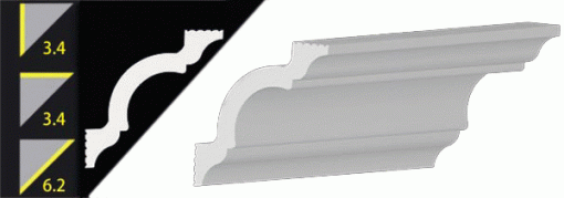 NNCCM10 6-3/16"x96" (8FT.) CCM 10 Custom No Nail Crown Moulding 