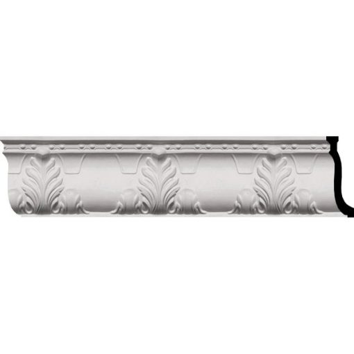9-1/4"H x 3-3/4"H x 9-7/8"F x 96"L Alexandria Acanthus Leaf and Ribbons Crown Mouldings (12 Inch Sample of MLD09X03X10AL)