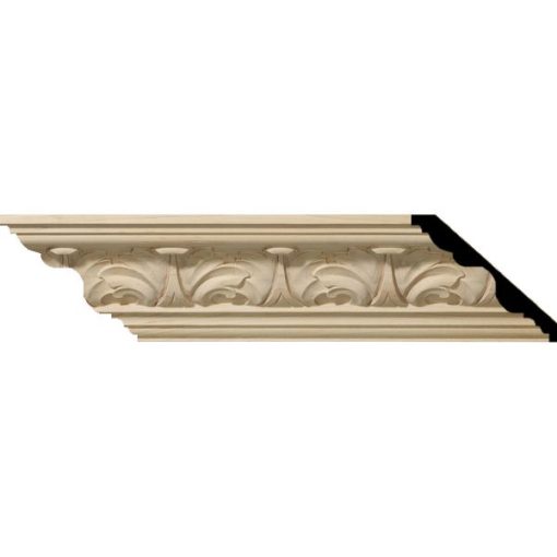 4-1/2"H x 5"P x 6-3/4"F x 96"L Acanthus Leaf Wood Crown Moulding (12 Inch Sample of MLD04X05X06AC)