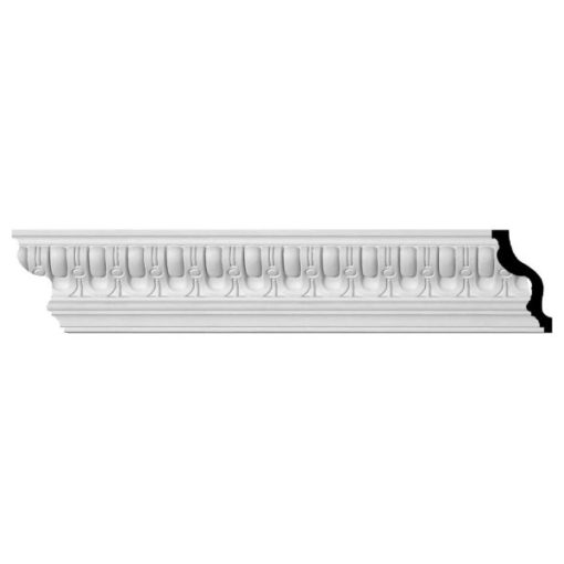 4"H x 2-1/8"P x 4-1/2"F x 94-1/2"L, (1-5/8" Repeat), Sequential Crown Mouldings (12 Inch Sample of MLD04X02X04SQ)