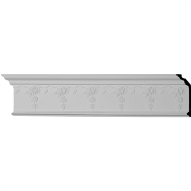 7-1/2"H x 3-1/8"P x 8-1/8"F x 94-1/2"L Flower Drop Crown Mouldings (12 Inch Sample of MLD07X03X08FL)