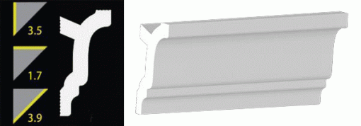3-1/2" No-Nail Crown Moulding Pre-Cut MATCHING CORNERS for (NN352)