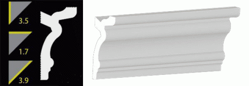 3-1/2" No-Nail Crown Moulding (12 Inch Sample of NN354)