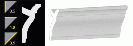 3-1/2" No-Nail Crown Moulding (12 Inch Sample of NN356)