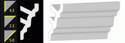 4-1/2" No-Nail Crown Moulding (12 Inch Sample of NN453)