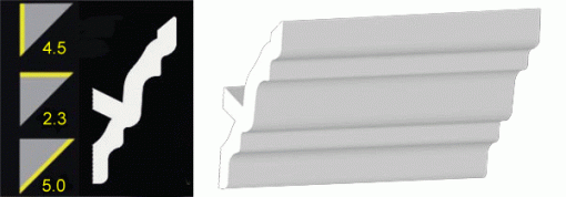 4-1/2" No-Nail Crown for Vaulted Ceilings (12 Inch Sample of NN453V)