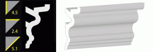 4-1/2" No-Nail Crown Moulding (12 Inch Sample of NN454)