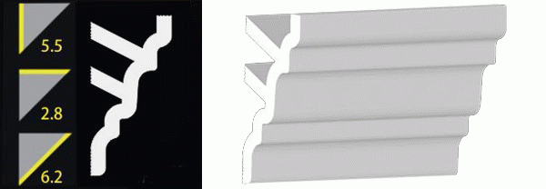5-1/2" No-Nail Crown Moulding (12 Inch Sample of NN553)