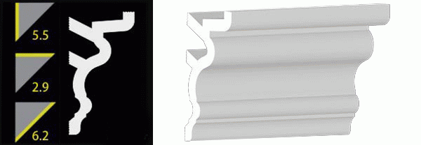 5-1/2" No-Nail Crown Moulding (12 Inch Sample of NN554)