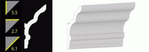 5-1/2" No-Nail Crown for Vaulted Ceilings (12 Inch Sample of NN555V)
