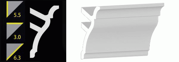 5-1/2" No-Nail Crown Moulding (12 Inch Sample of NN556)