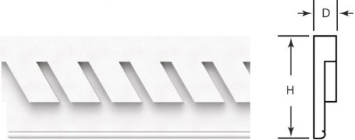 005705 1-1/2"D x 7"H x 144"L Right Pitch Frieze Board w/ Dentil