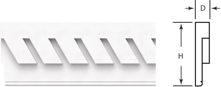 005705 1-1/2"D x 7"H x 144"L Right Pitch Frieze Board w/ Dentil