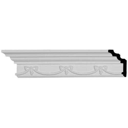 4 1/4"H x 2 1/2"P x 4 7/8"F x 96 1/8"L Versailles Bow & Ribbon Crown Moulding (12 Inch Sample of MLD04X03X05VE)