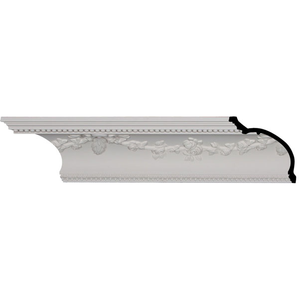 MLD06X06X09FL 6 3/4"H x 6 7/8"P x 9 5/8"F x 96"L, (19 1/4" Repeat), Floral Swag Crown Moulding
