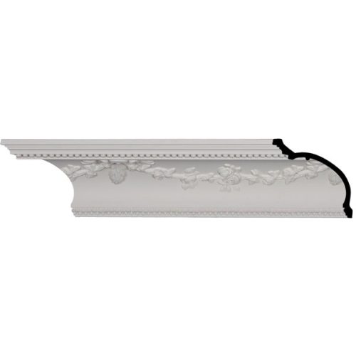 6 3/4"H x 6 7/8"P x 9 5/8"F x 96"L, (19 1/4" Repeat), Floral Swag Crown Moulding (12 Inch Sample of MLD06X06X09FL)