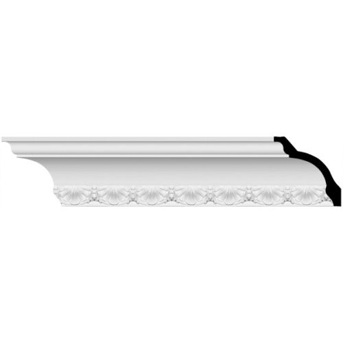 4 1/8"H x 4 1/8"P x 5 3/4"F x 94 1/2"L Shell Crown Moulding (12 Inch Sample of MLD04X04X06SH)
