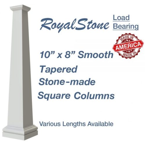 10” RoyalStone Synthetic Stone Smooth Tapered Square Columns