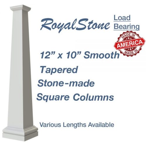 12” RoyalStone Synthetic Stone Smooth Tapered Square Columns