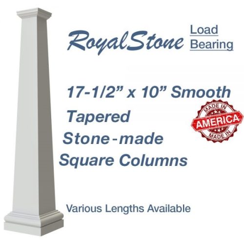 17 1/2” RoyalStone Synthetic Stone Smooth Tapered Square Columns