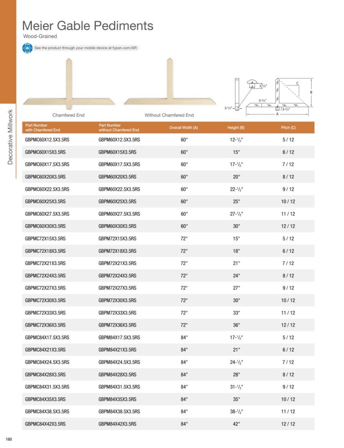Fypon Wood-Grained Meier Gable Pediments