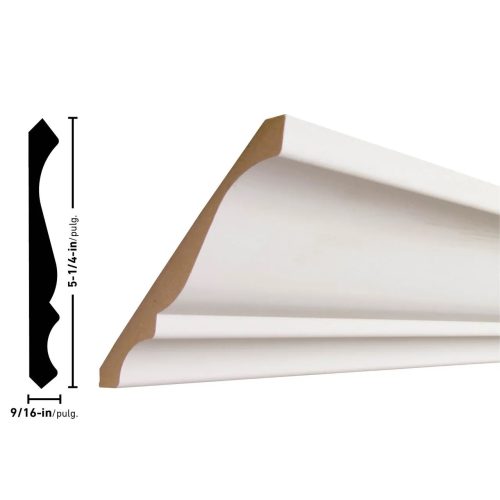 Empire L45 19/32 x 5-1/4 inches Primed MDF Crown Molding