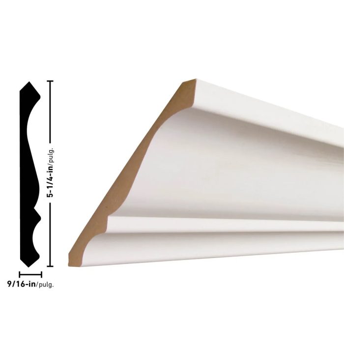 Empire L45 19/32 x 5-1/4 inches Primed MDF Crown Molding