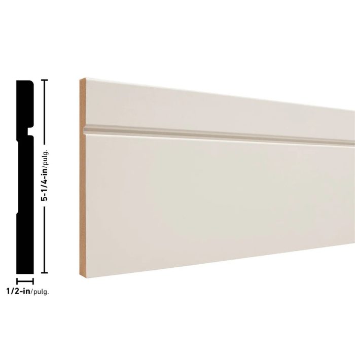 Empire G514 1/2 x 5-1/4 inches Primed MDF Baseboard