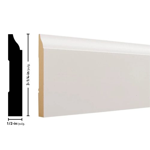 Empire 623 1/2 x 3-1/4 inches Primed MDF Baseboard
