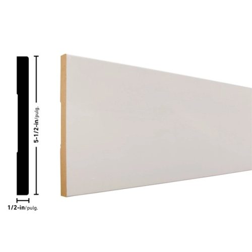 Empire 512E 1/2 x 5-1/2 inches E1E Primed MDF Baseboard