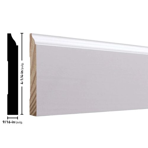 Empire 620 9/16 x 4-1/4 inches Primed FJ Pine Baseboard