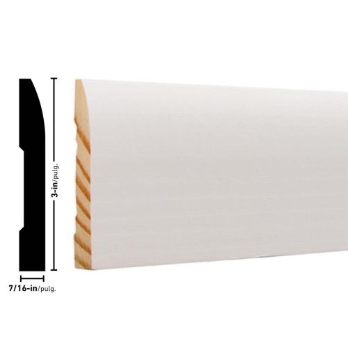 Empire L724 7/16 x 3 inches Primed FJ Pine Baseboard