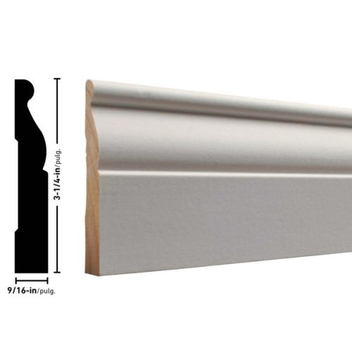 Empire P805 9/16 x 3-1/4 inches Primed FJ Pine Baseboard