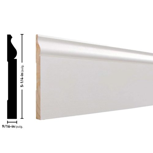 Empire L163E 9/16 x 5-1/4 inches Primed FJ Pine Baseboard