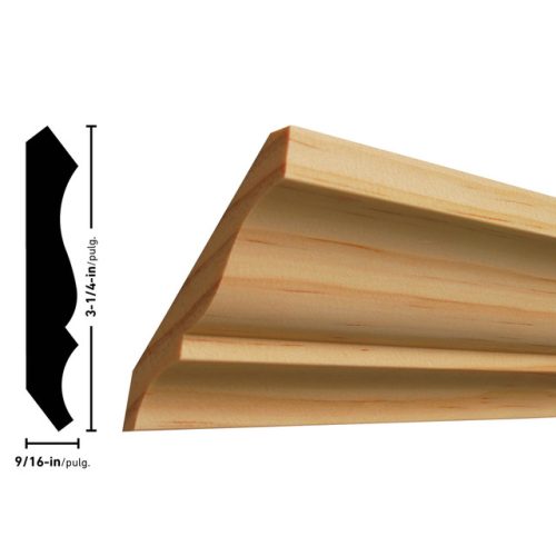 Empireco L51 9/16 x 3-1/4 inches Pine Crown Molding