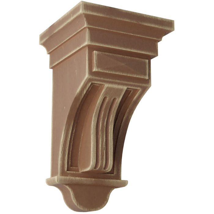 Ekena Millwork 5-1/2"W X 5-1/2"D X 10"H Raised Fluting Wood Vintage Corbel